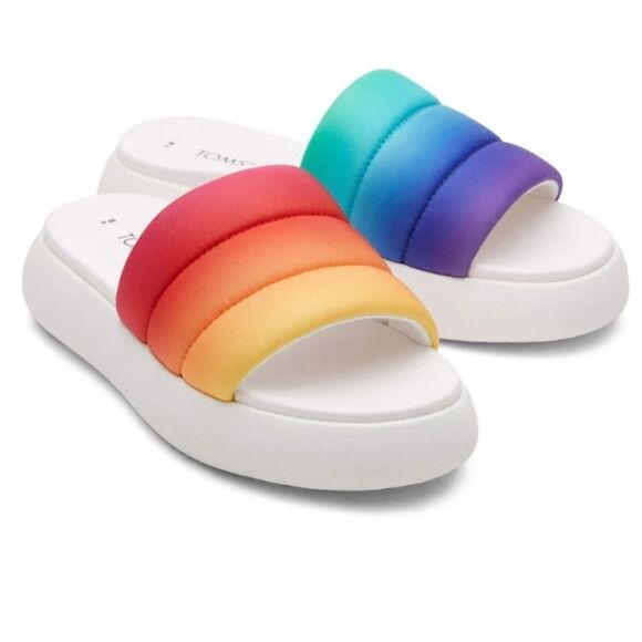 BRAND NEW TOMS ALPHARETTA MALLOW SLIDE WOMEN'S RAINBOW SHOES CASUAL SAN… - Picture 8 of 16
